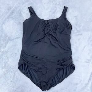 Lands End SlenderSuit Carmela Tummy Control One Piece Swimsuit Black Womens 22W